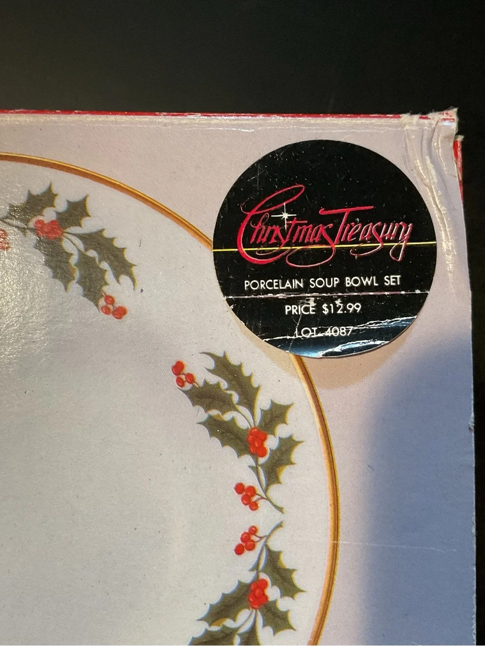 Vintage Christmas Treasury Porcelain Soup Bowls Set - Holly & Berry Design